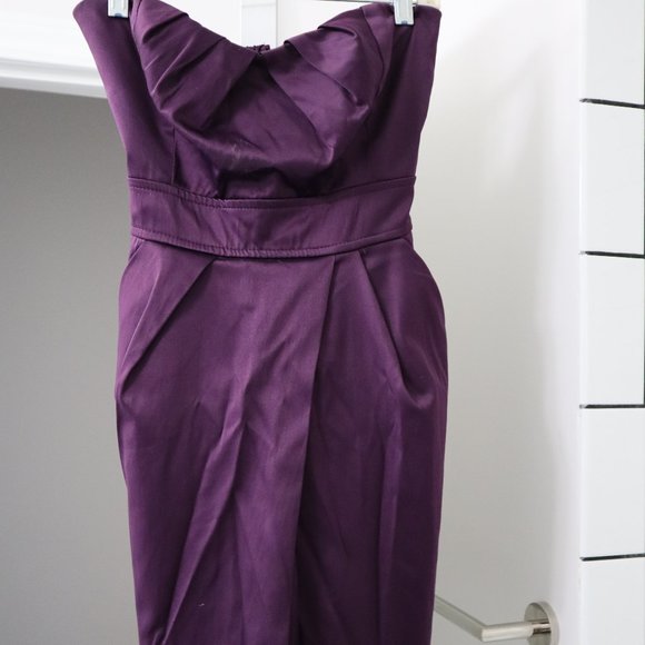 Short strapless satin dress - Picture 4 of 5